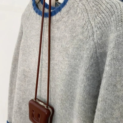 Pull décontracté pour femme style urbain automne, col rond, manches longues