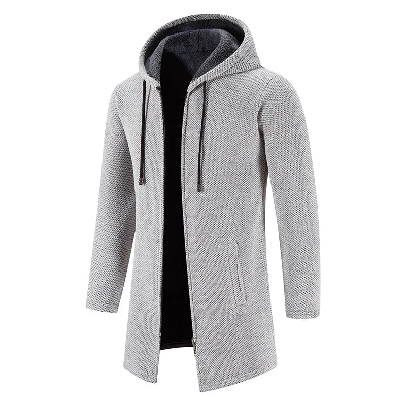 Paul – Manteau Long à Capuche en Tricot pour Hommes avec Capuche en Polaire