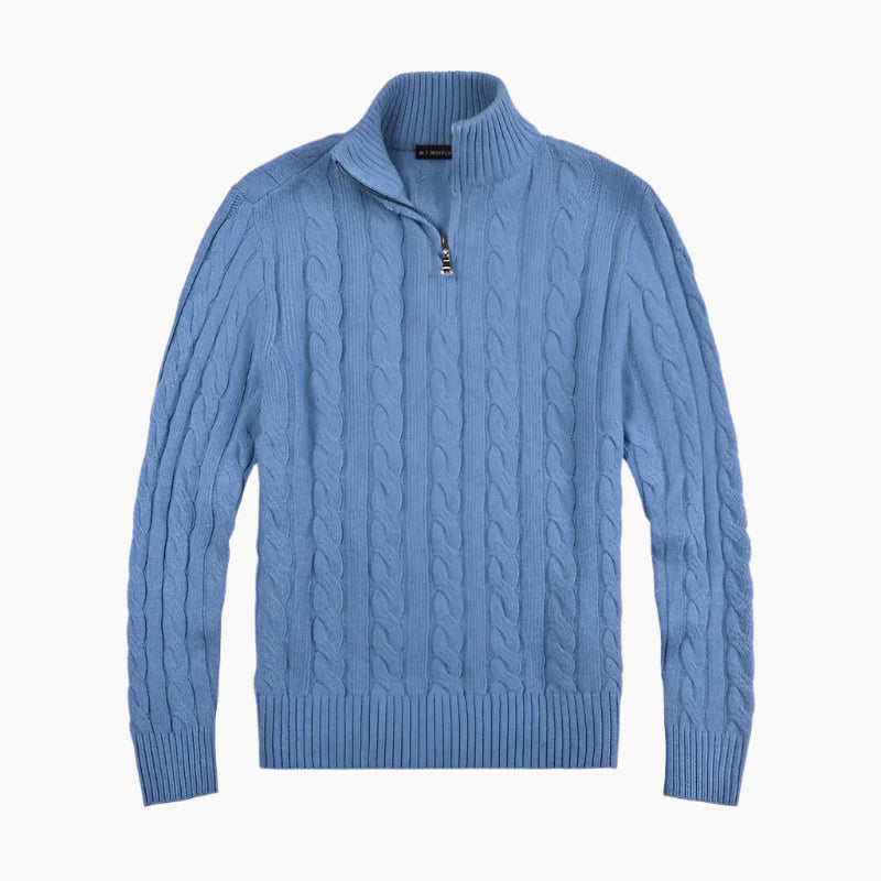 Pull demi-zippé style Old Money pour homme – Élégance et confort haut de gamme