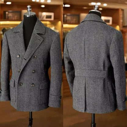 Veste blazer croisée style vintage pour homme – Élégance classique pour occasions habillées et décontractées