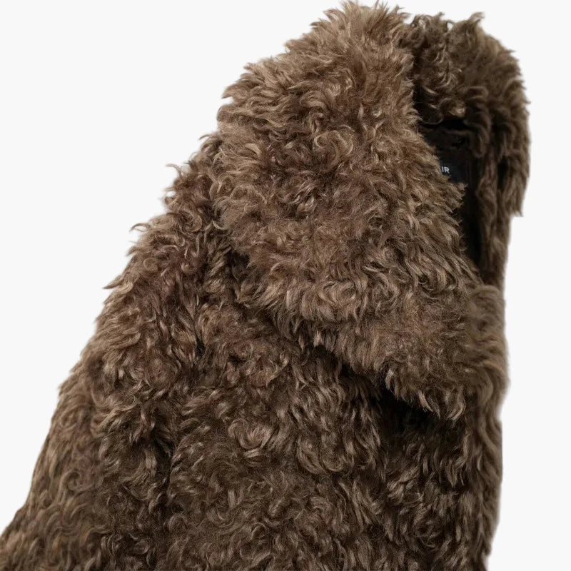 Manteau femme style vintage fausse fourrure aspect mouton tendance hiver