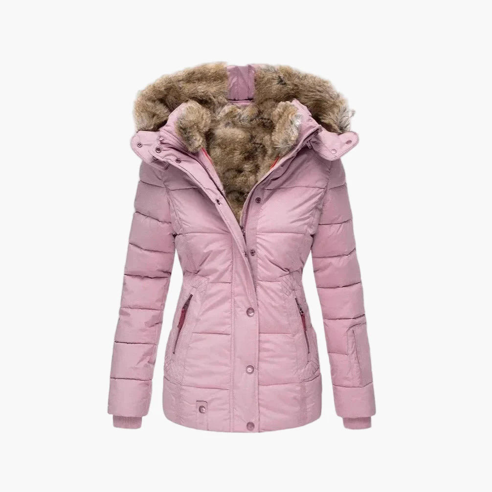 Veste d'Hiver Femme Élégante à Capuche avec Fourrure – Coupe Cintrée et Style Urbain