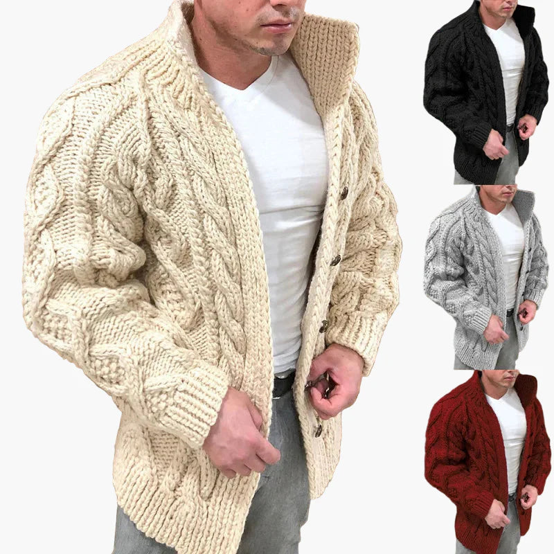 Cardigan épais à torsades pour homme – Style décontracté et élégant, idéal pour l’automne et l’hiver