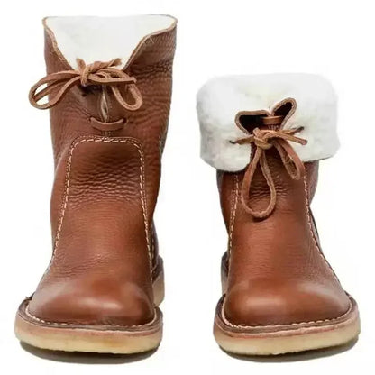 Margaret – Bottines Rétro en Peluche à Lacets pour Femmes