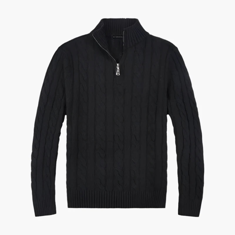 Pull demi-zippé style Old Money pour homme – Élégance et confort haut de gamme