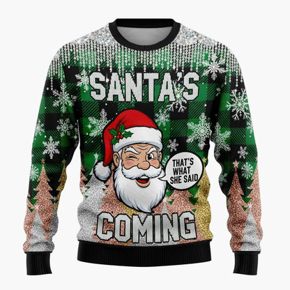 Pull de Noël Humour Homme – Pull Moche Santa Rigolo Fêtes et Soirées
