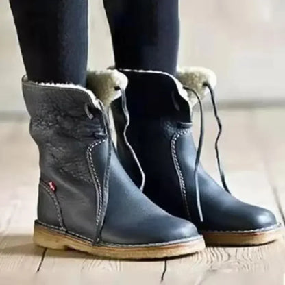 Margaret – Bottines Rétro en Peluche à Lacets pour Femmes