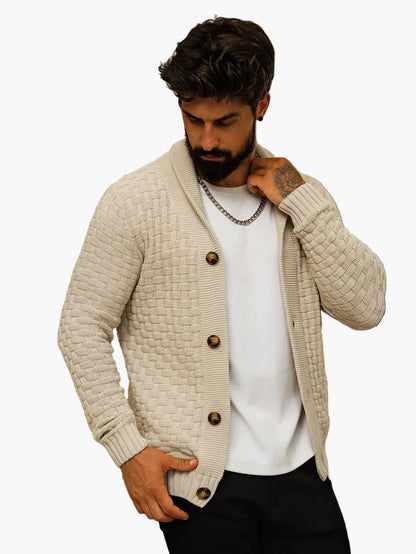 Cardigan homme style décontracté tricoté col châle pour look urbain et élégant