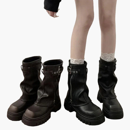 Bottes à plateforme style urbain pour femme, look tendance et décontracté