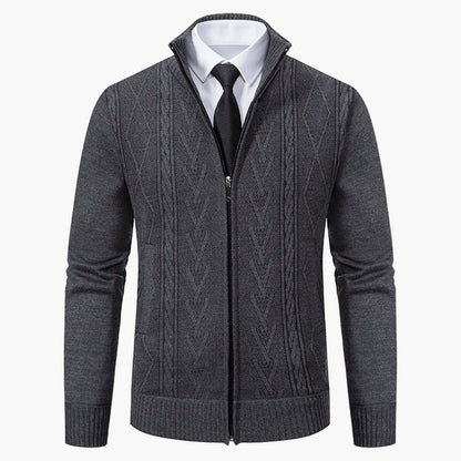 Gilet zippé homme style élégant à motif torsadé – Idéal pour affaires et sorties décontractées