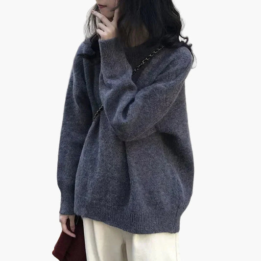 Pull oversize style rétro pour femme, look décontracté et tendance, idéal automne hiver
