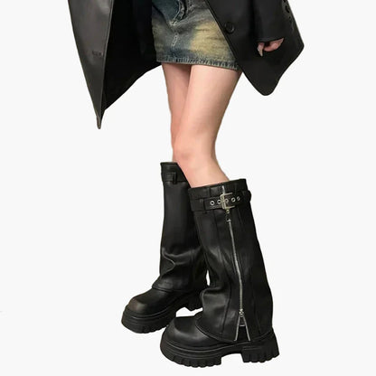 Bottes hautes plateforme style urbain pour femme – Look tendance et audacieux