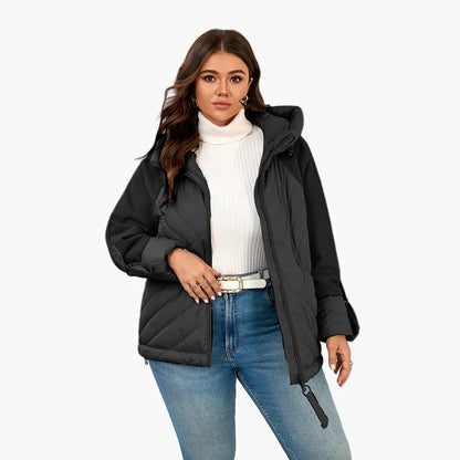 Veste matelassée décontractée pour femme grande taille avec capuche - Style urbain tendance