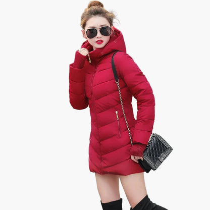 Manteau d'hiver femme élégant à capuche avec col en fausse fourrure – Style urbain chaud et chic