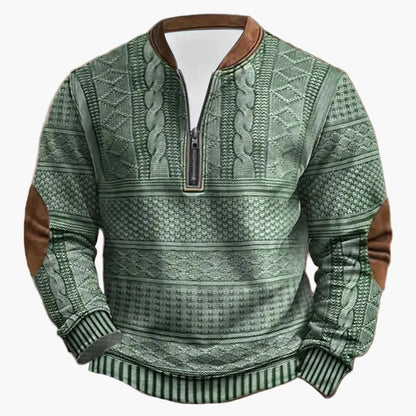 Sweat-shirt décontracté homme à col montant style tricot, manches longues, idéal pour extérieur et loisirs