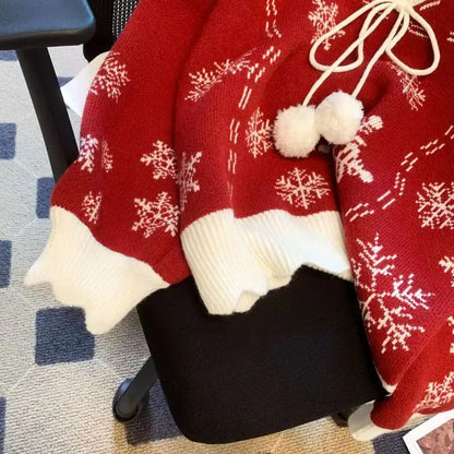 Cardigan Femme Style Hiver Noël Motifs Flocons de Neige – Idéal pour les Fêtes et l'Hiver