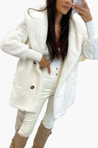 Manteau à capuche style peluche pour femme, tendance décontractée et élégante