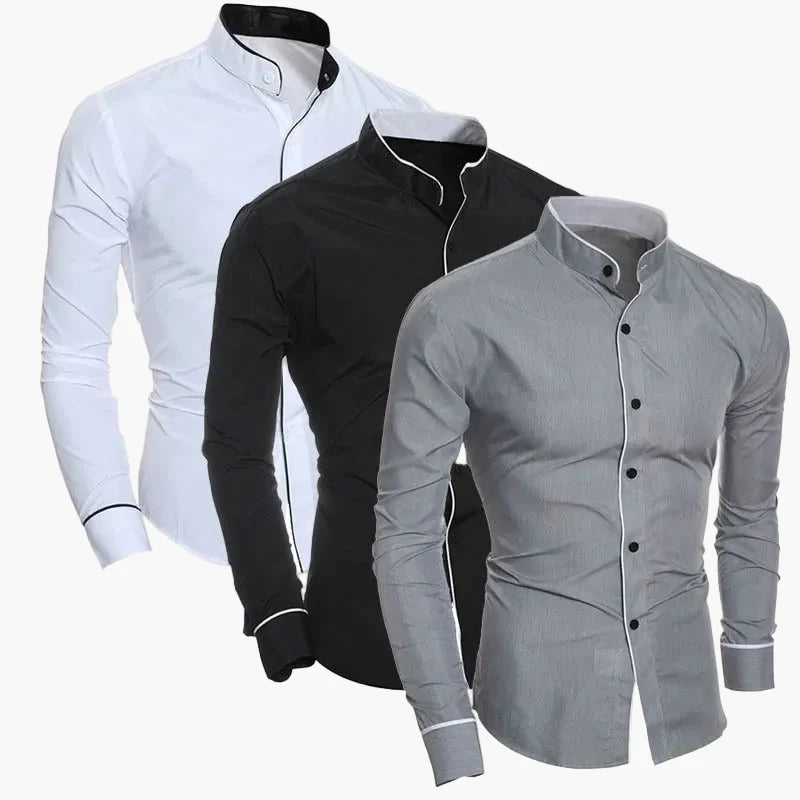 Chemise élégante à col montant pour homme – Style moderne et ajusté, idéale pour le bureau ou les occasions spéciales
