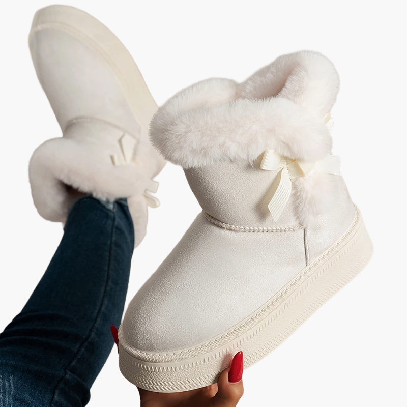 Bottes d'hiver femme style décontracté avec doublure chaude et nœud décoratif