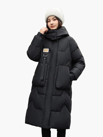 Doudoune Longue Femme Hiver à Capuche Style Urbain Élégant