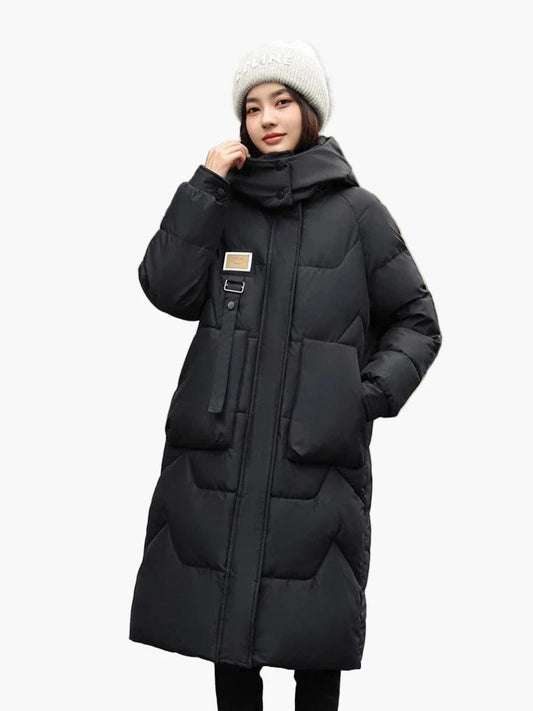 Doudoune Longue Femme Hiver à Capuche Style Urbain Élégant