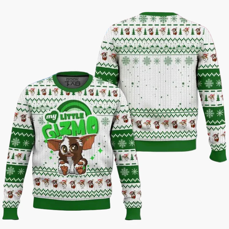 Pull de Noël unisexe style geek Gremlins – Sweat festif à motif Gizmo