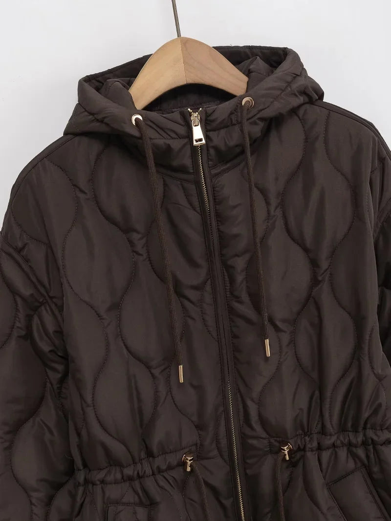 Veste matelassée à capuche pour femme style urbain hiver – coupe décontractée et élégante