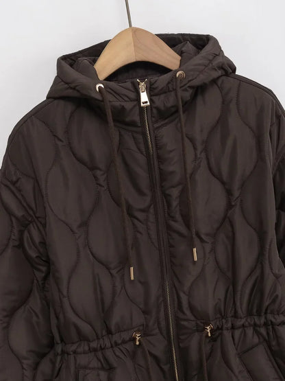Veste matelassée à capuche pour femme style urbain hiver – coupe décontractée et élégante
