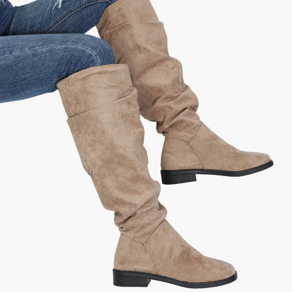 Bottes hautes décontractées pour femme style slouchy à talon plat