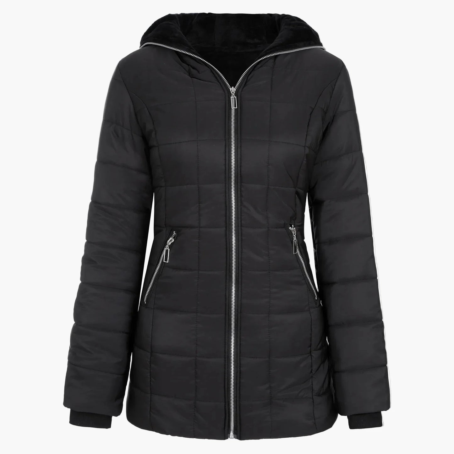 Veste d'hiver femme élégante à capuche style doudoune longue pour temps froid