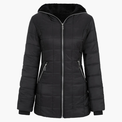 Veste d'hiver femme élégante à capuche style doudoune longue pour temps froid