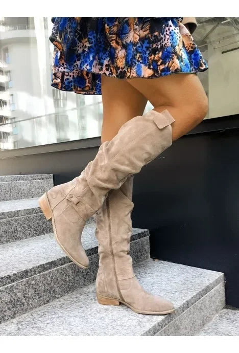 Marie – Bottines Rétro en Daim pour Femmes à Talon Bas