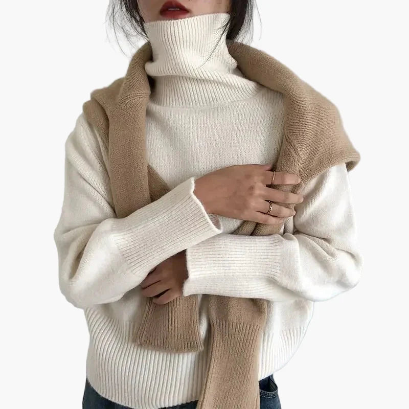 Pull col roulé ample style décontracté pour femme – Look chic et confortable pour l’automne et l’hiver