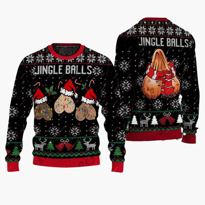 Pull de Noël humoristique "Jingle Balls" pour homme – Style amusant pour les fêtes et soirées décalées