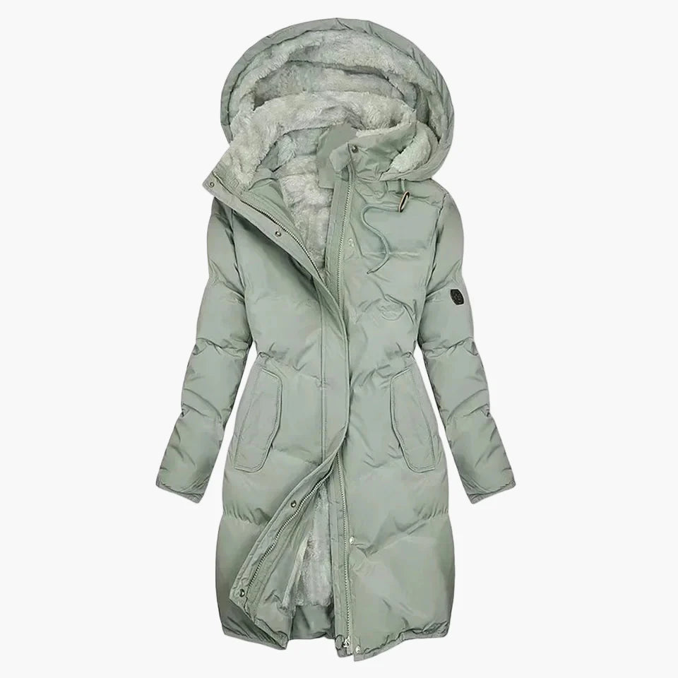 Manteau d'hiver long à capuche pour femme, style élégant et chaud, idéal pour l'hiver