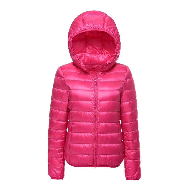 Veste doudoune à capuche pour femme, style urbain léger et chaud, idéale pour l'hiver