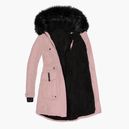 Manteau d'hiver femme grande taille avec capuche fourrure style vintage urbain