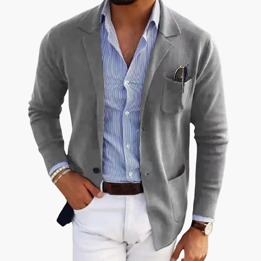 Veste Blazer Homme Élégant Décontracté à Revers, Manches Longues, Style Affaires et Casual