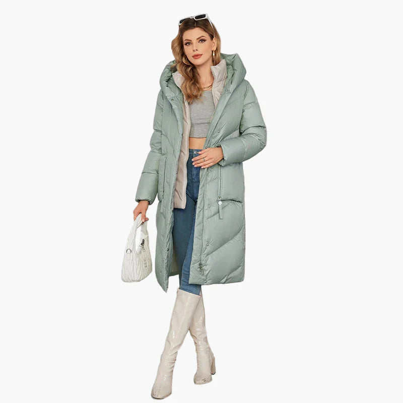 Manteau doudoune long femme style urbain élégant hiver