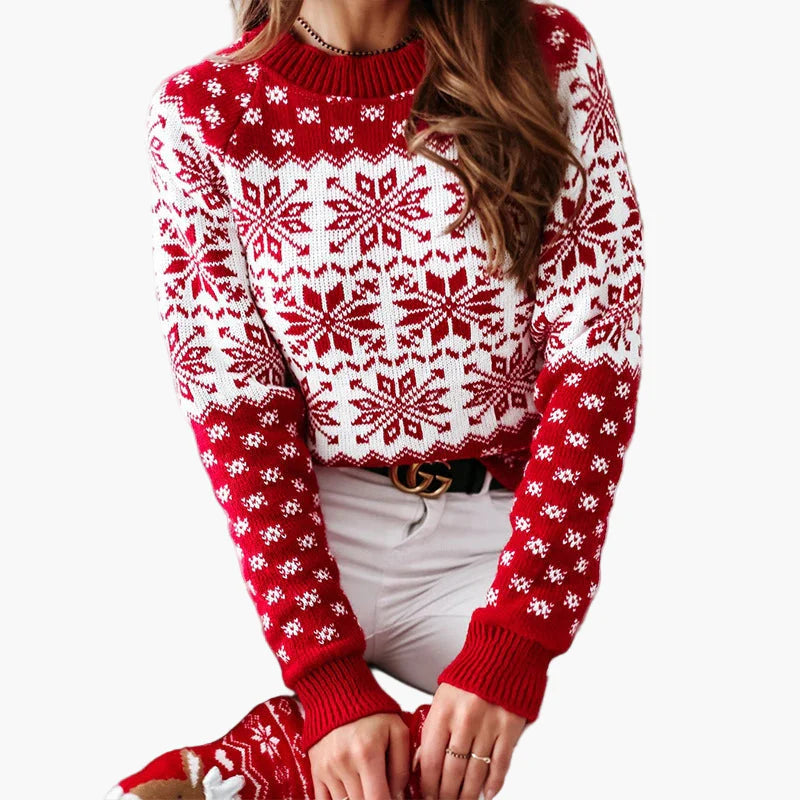 Pull de Noël Femme Motif Scandinave Idéal pour l'Hiver et les Fêtes