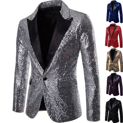 Veste de soirée homme à paillettes multicolores, style festif pour événements et fêtes