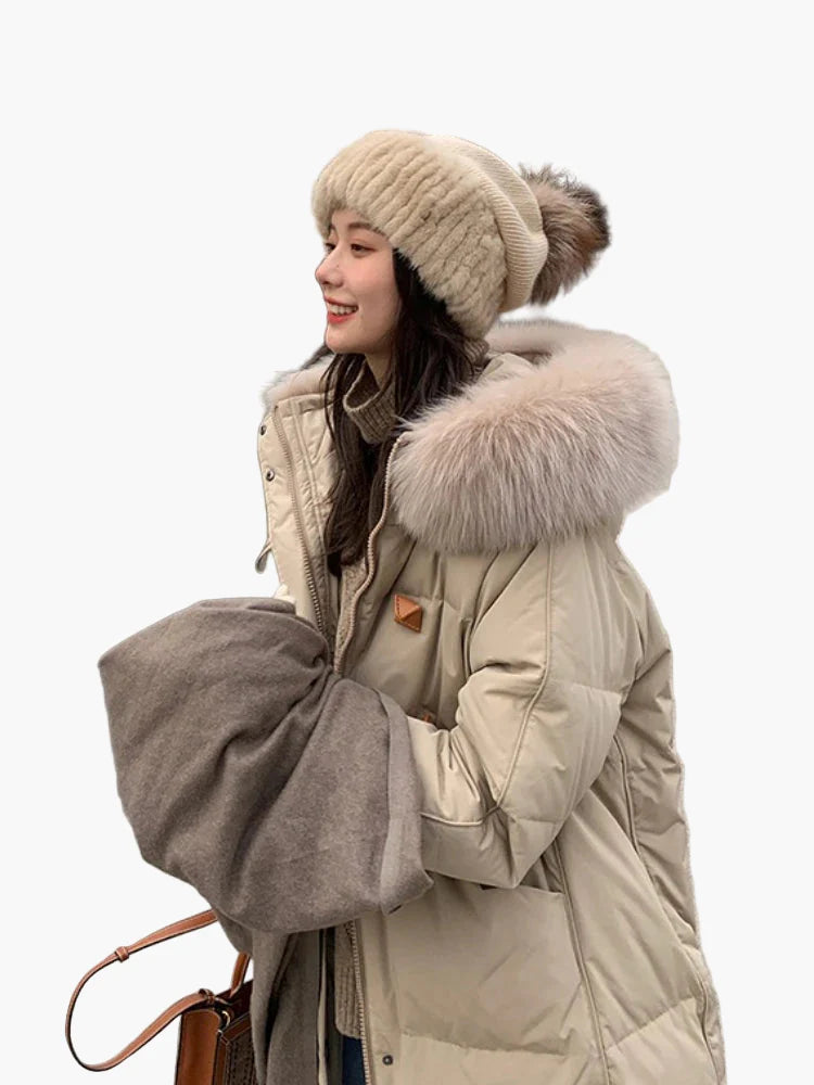 Manteau d'hiver épais à capuche avec fausse fourrure pour femme – Style décontracté et chaud