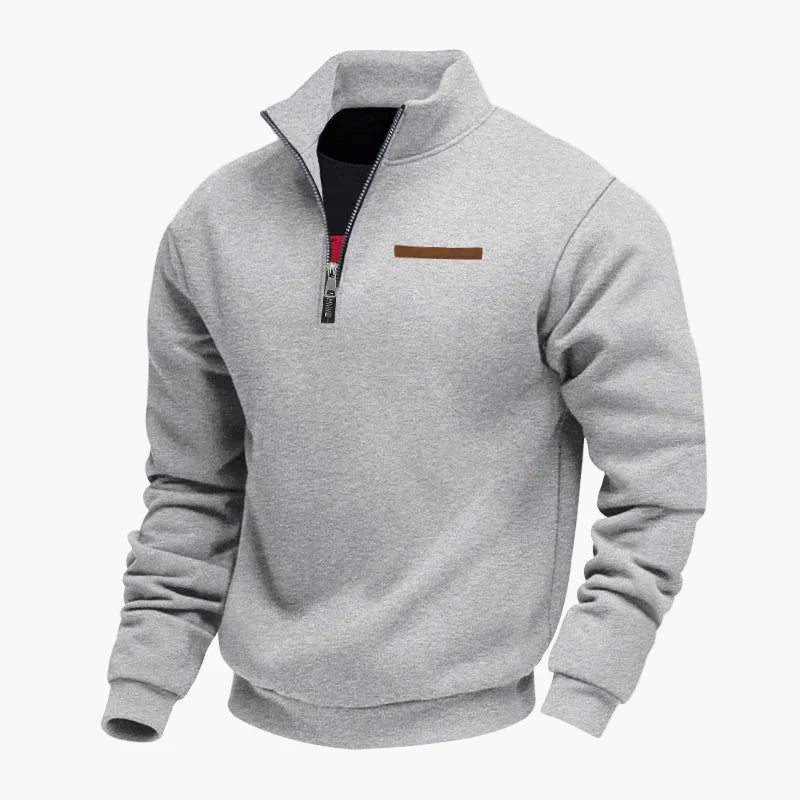 Sweat-shirt homme demi-zip col montant style décontracté pour voyages et loisirs