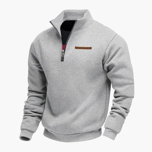 Sweat-shirt homme demi-zip col montant style décontracté pour voyages et loisirs