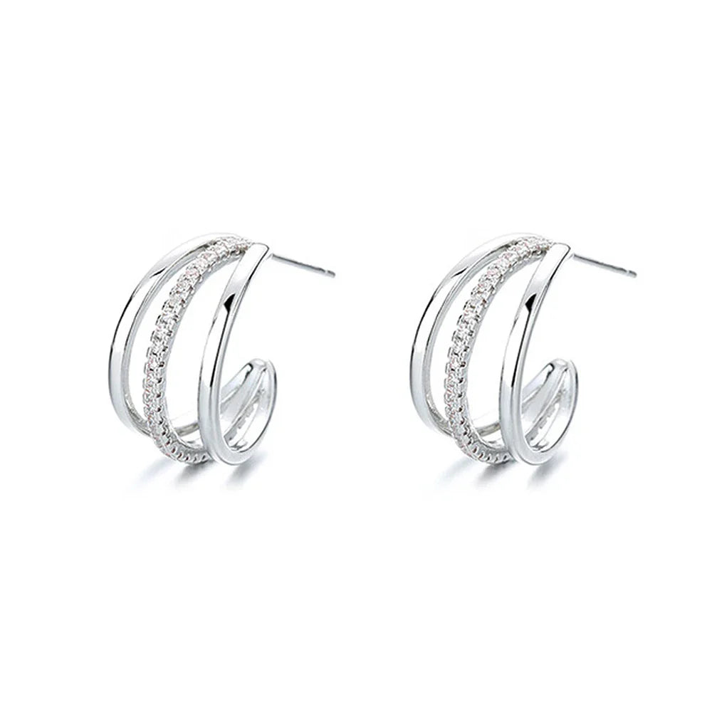 Lynda – Boucles d'Oreilles Triples Élégantes pour Femmes avec Zircon Cubique