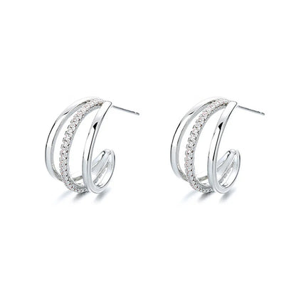 Lynda – Boucles d'Oreilles Triples Élégantes pour Femmes avec Zircon Cubique