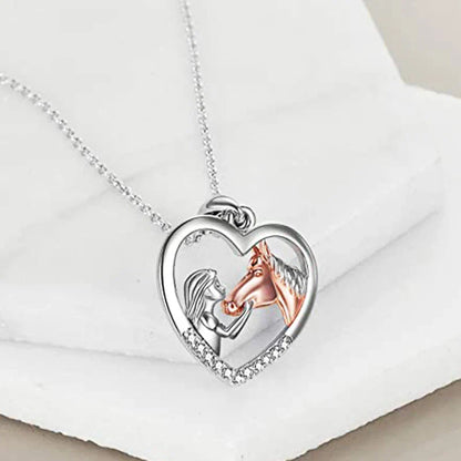 Tara – Collier d'Amitié Femme avec Pendentif Fille et Cheval