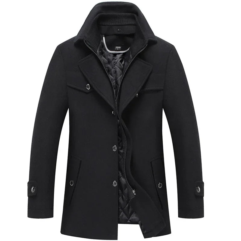 Manteau élégant à double col pour homme – Style urbain et raffiné pour l’hiver