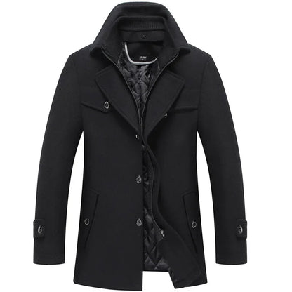 Manteau élégant à double col pour homme – Style urbain et raffiné pour l’hiver
