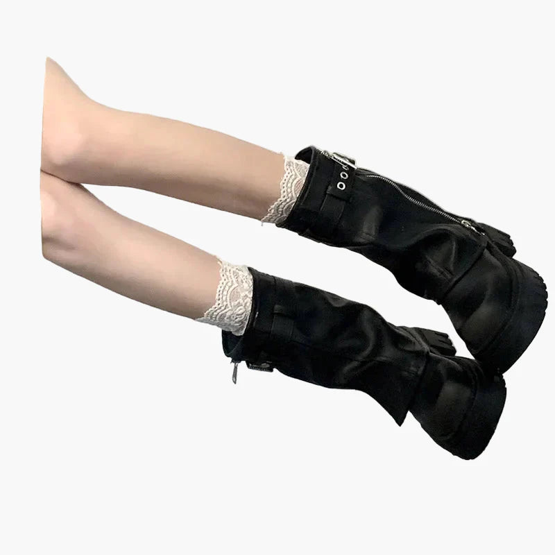 Bottes à plateforme style urbain pour femme, look tendance et décontracté